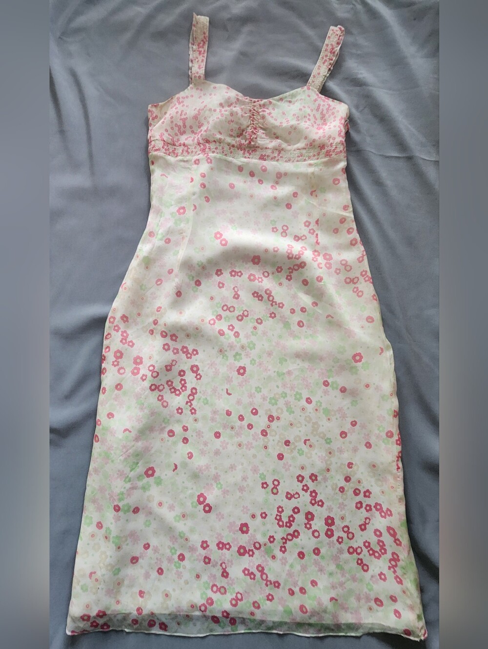 Marc O'Polo 100% Silk Floral Smocked Midi Dress - Size 36 / US S